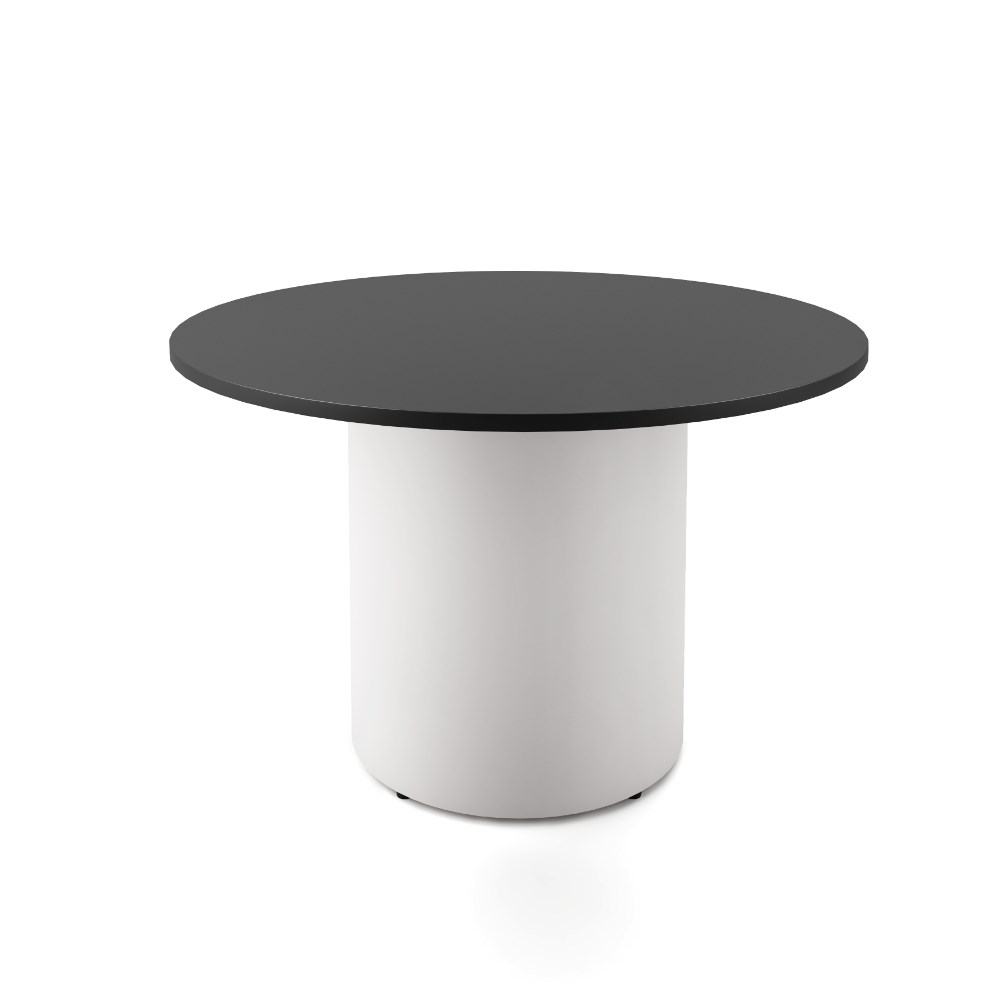 Rapidline Drum Round Meeting Table 1200D x 730mmH Black Top White Base