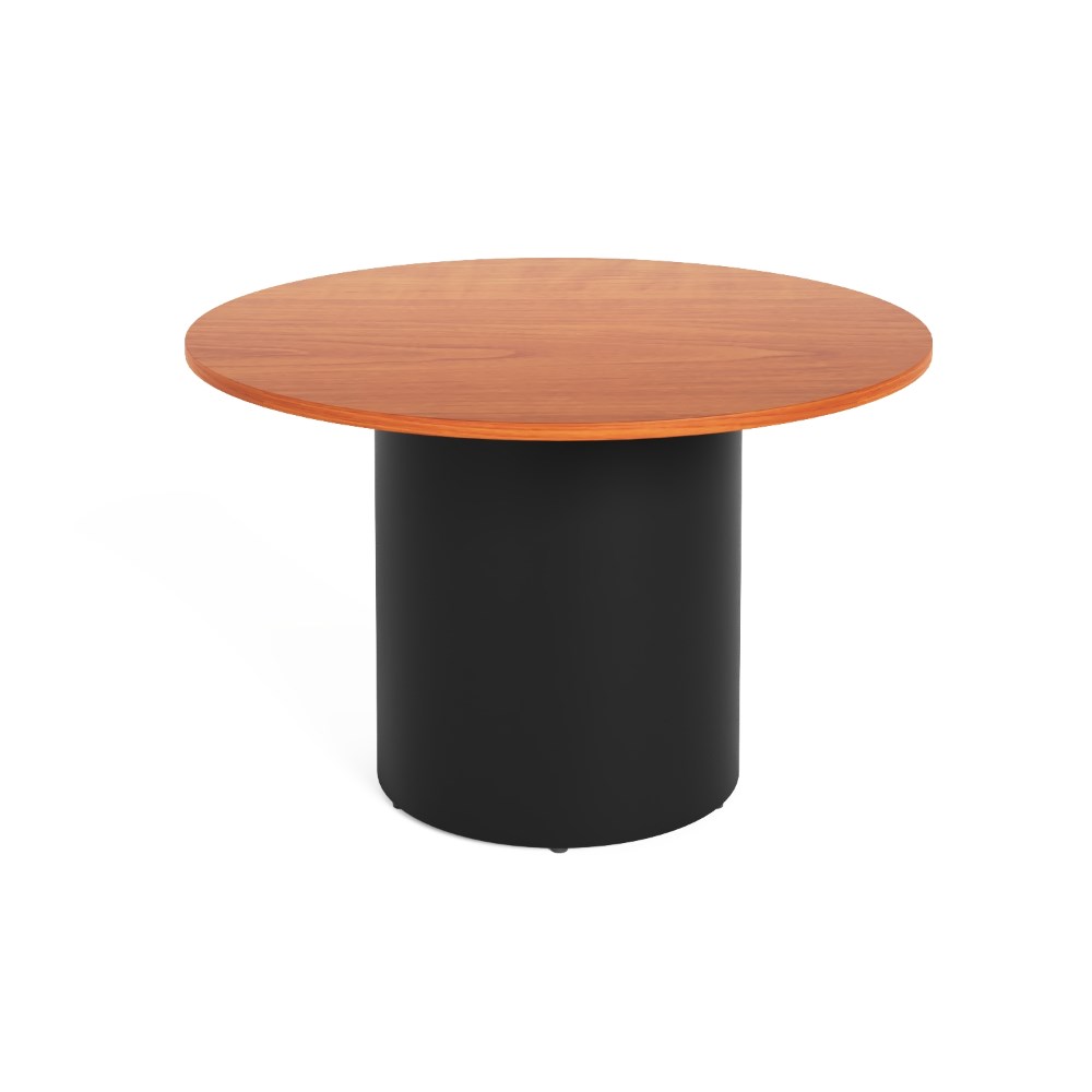 Rapidline Drum Round Meeting Table 1200D x 730mmH Cherry Top Black Base