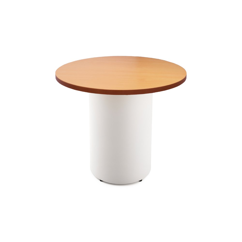 Rapidline Drum Round Meeting Table 900D x 730mmH Beech Top White Base