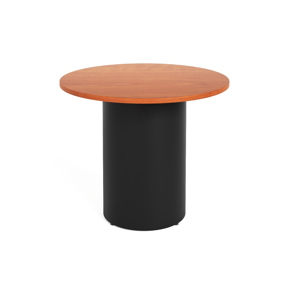 Rapidline Drum Round Meeting Table 900D x 730mmH Cherry Top Black Base