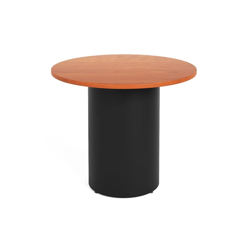 Rapidline Drum Round Meeting Table 900D x 730mmH Cherry Top Black Base