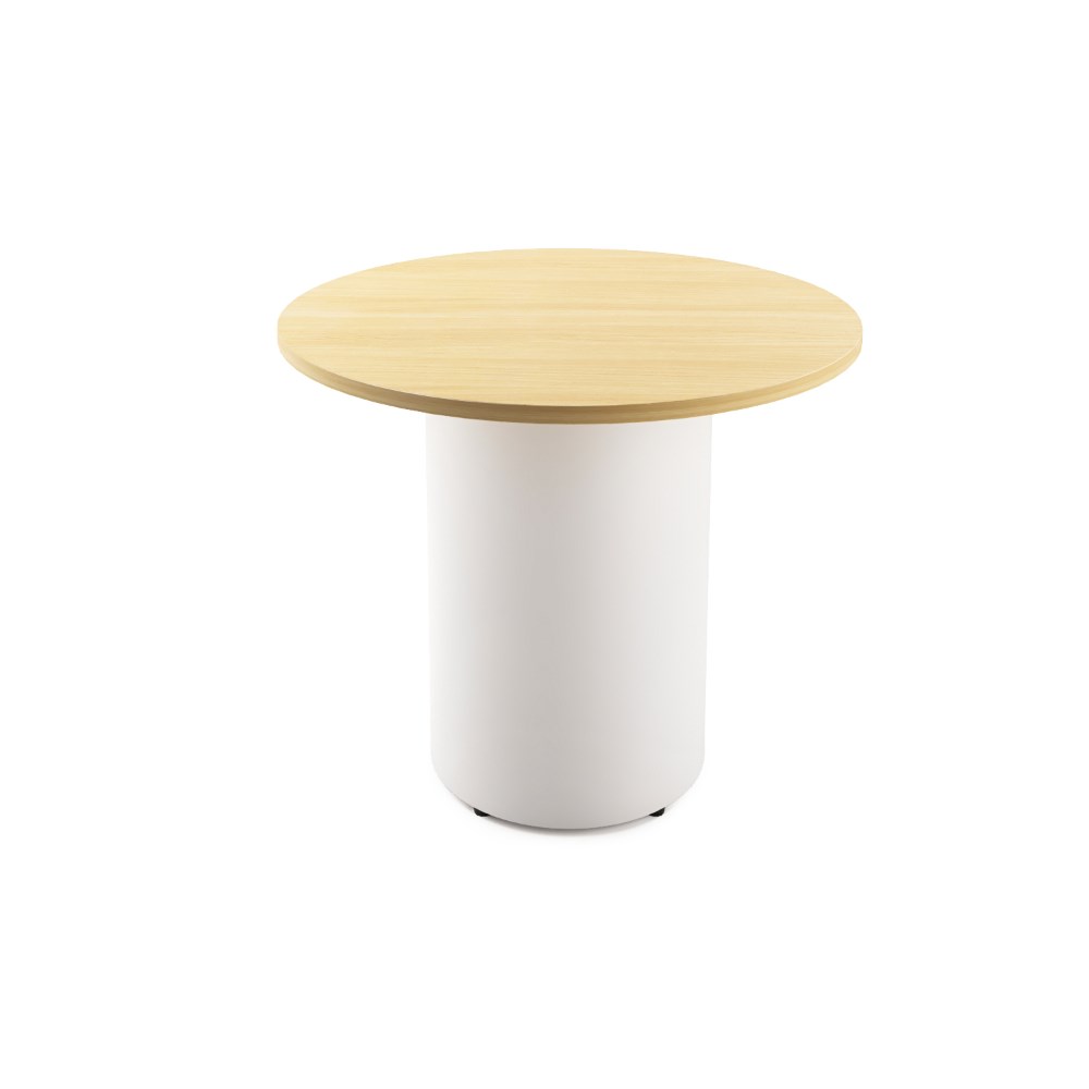 Rapidline Drum Round Meeting Table 900D x 730mmH Oak Top White Base