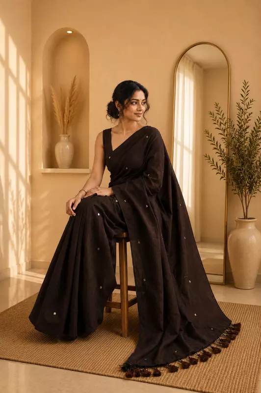 Khadi cotton ( blouse 80pt ) Brown