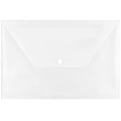 JAM PAPER Plastic Booklet Envelopes with Snap Closure - Clear
