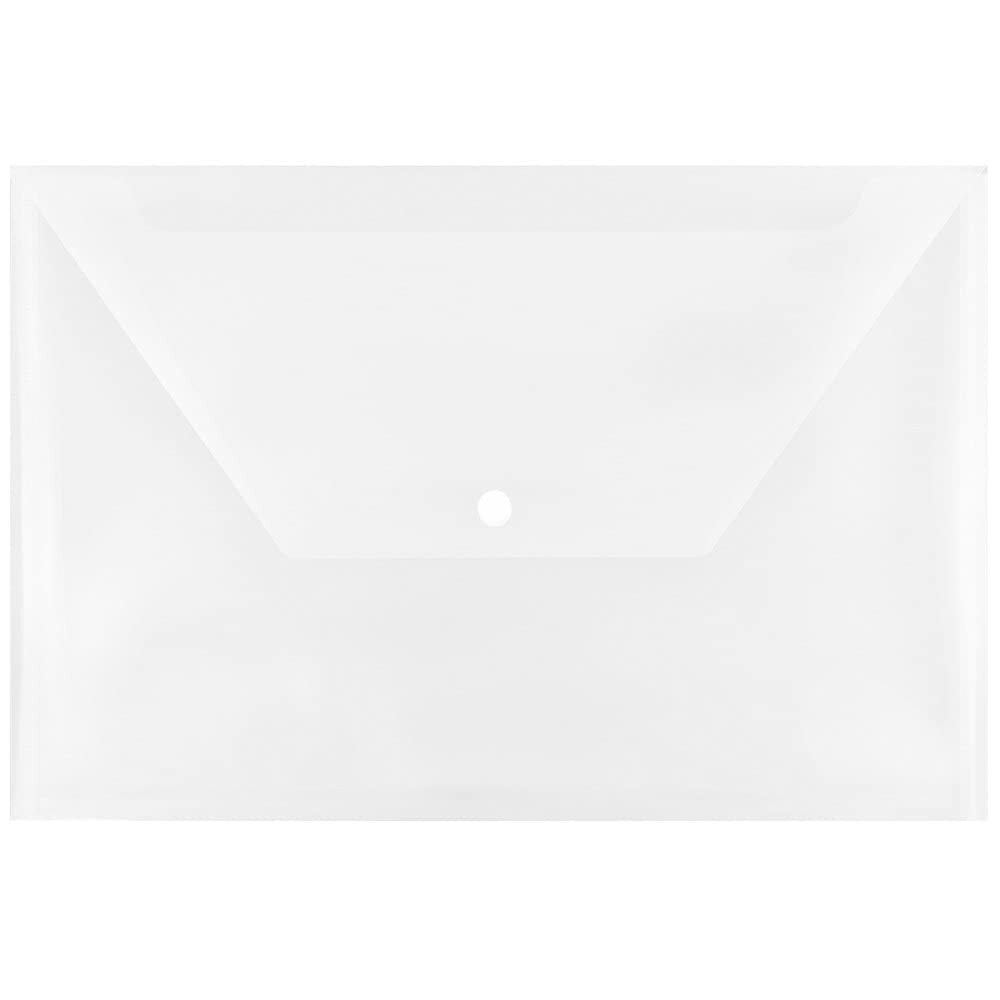 JAM PAPER Plastic Booklet Envelopes with Snap Closure - Clear