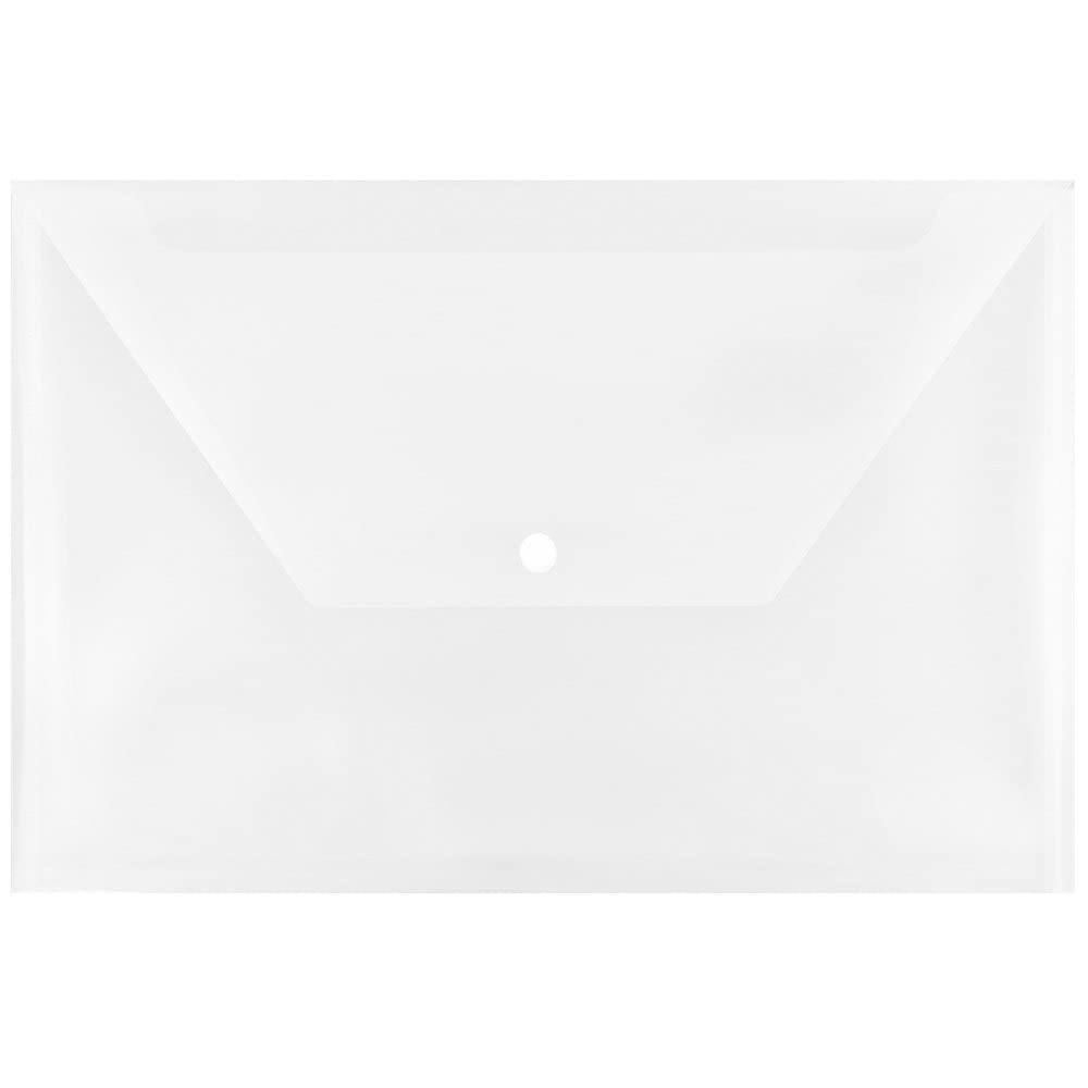 JAM PAPER Plastic Booklet Envelopes with Snap Closure - Clear