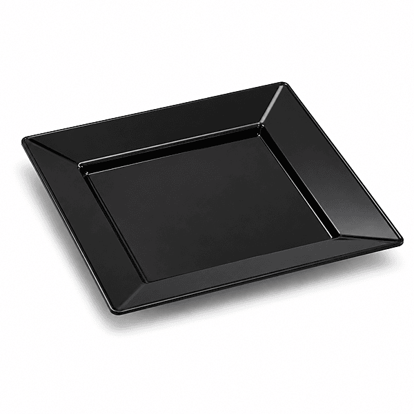 Plates Square Black 6" 12/10