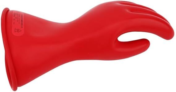 Natural Rubber Latex Class 0 Insulating Glove with Straight Cuff, Work, 11" Length, Size 8, Black (1 Pair)