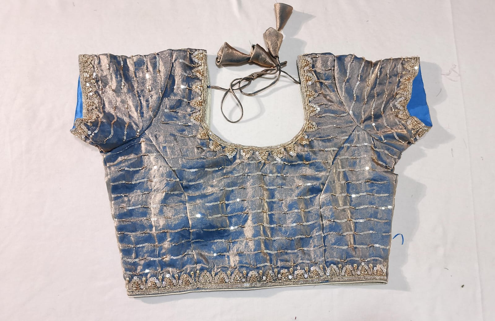 J563: Ready To Ship Beautiful Sequence Work Saree With Stitched Blouse