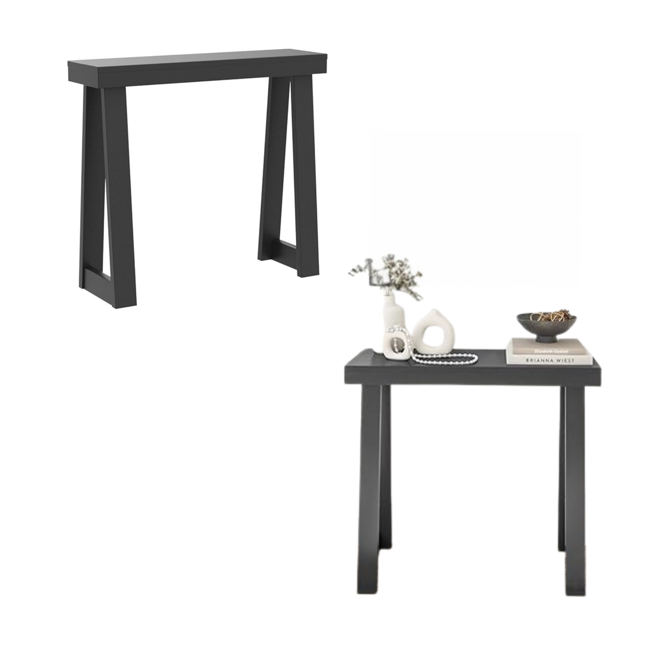 36" Solid Wood Console Table – Black Finish