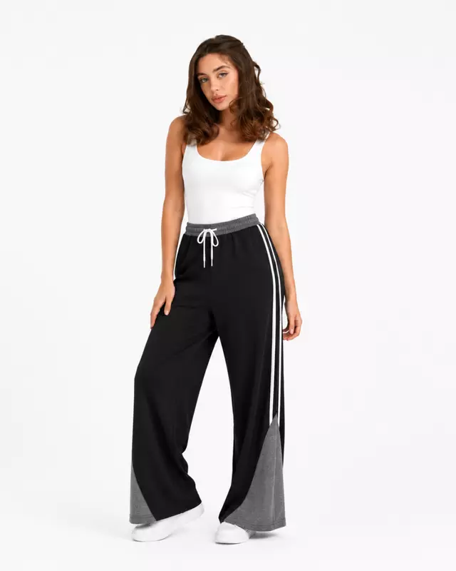 Wide-Leg Cotton Sweatpants