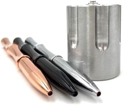 Caliber Gourmet Pen Holder & Paper Weight, Cast Aluminum Office Gift – Cool Pencil Holder for Desk Men, Funny Pen Stand