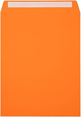 LUX Open-End 10in x 13in Envelopes, Peel & Press Closure, Mandarin Orange, Pack Of 50