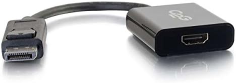 C2G Display Port Cable, Display Port to HDMI, 4K, Male to Female, Black, 8 inches, Cables to Go 54306