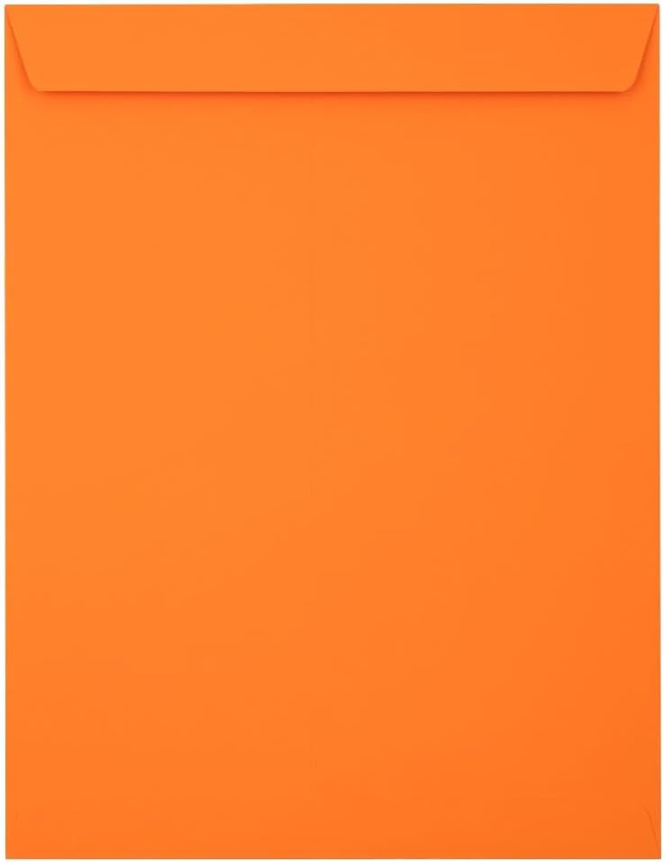 LUX Open-End 10in x 13in Envelopes, Peel & Press Closure, Mandarin Orange, Pack Of 50