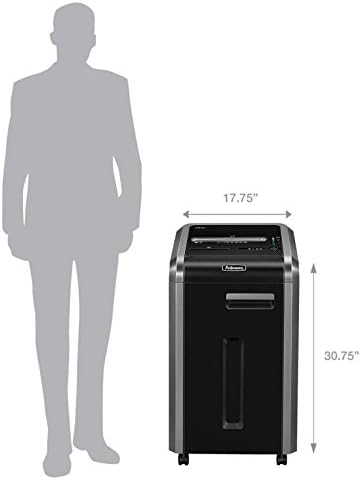 Fellowes Powershred 225Ci 22-Sheet 100% Jam-Proof Crosscut Paper Shredder Commercial Grade for Office, Black 3825001
