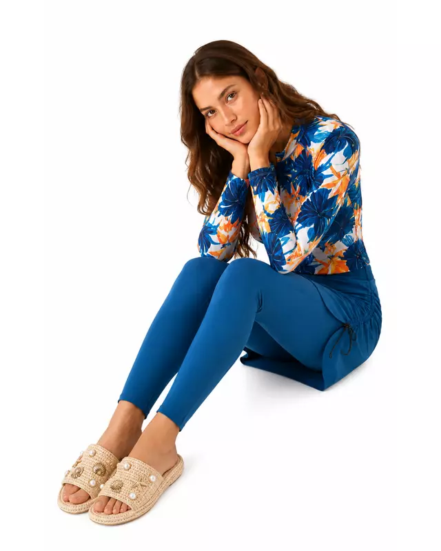 Tropical Print Modest Swimwear Set – 5 Pieces - طقم مايوه محتشم بطبعة استوائية – 5 قطع