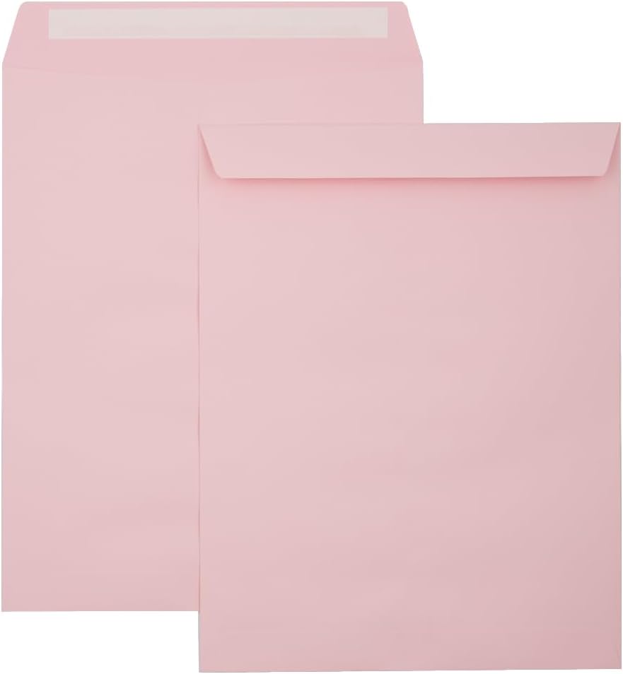 LUX 10 x 13 Open-End Envelopes, 80lb, Peel & Press Closure, Candy Pink - Pack of 50
