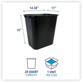 Boardwalk Soft-Sided Rectangular Prism Plastic Wastebasket, 28 Qt, 15inH x 11inW x 14 3/8inD, Black