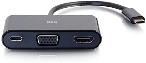 C2G USB-C® to 4K HDMI® and VGA Multiport Adapter with Power Delivery up to 60W - Black