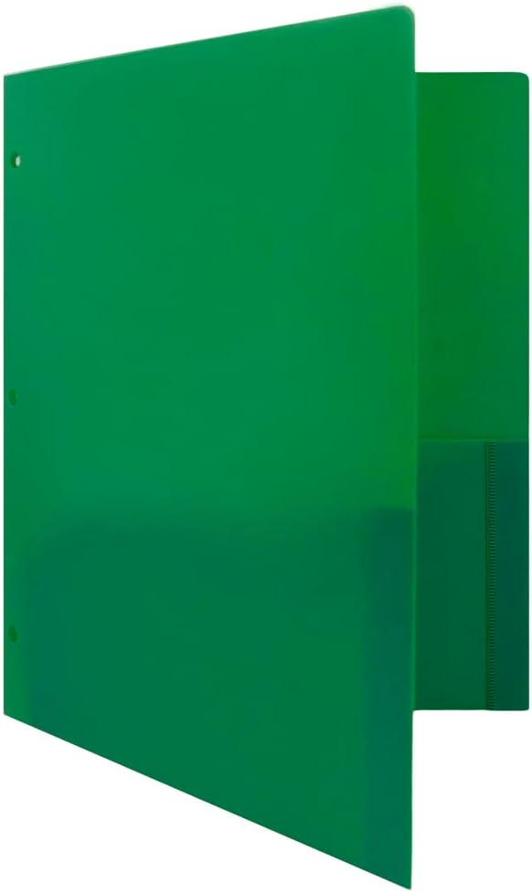 JAM PAPER Heavy Duty Plastic 3-Hole Punched 2-Pocket Presentation Folders