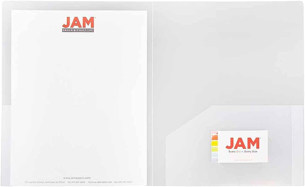 JAM Paper Heavy-Duty 2-Pocket Plastic Presentation Folders - Letter Size