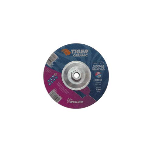 Weiler 58332 GW-7 X 1/4 X 5/8-11 CER T27 Tiger Ceramic Grinding Wheels