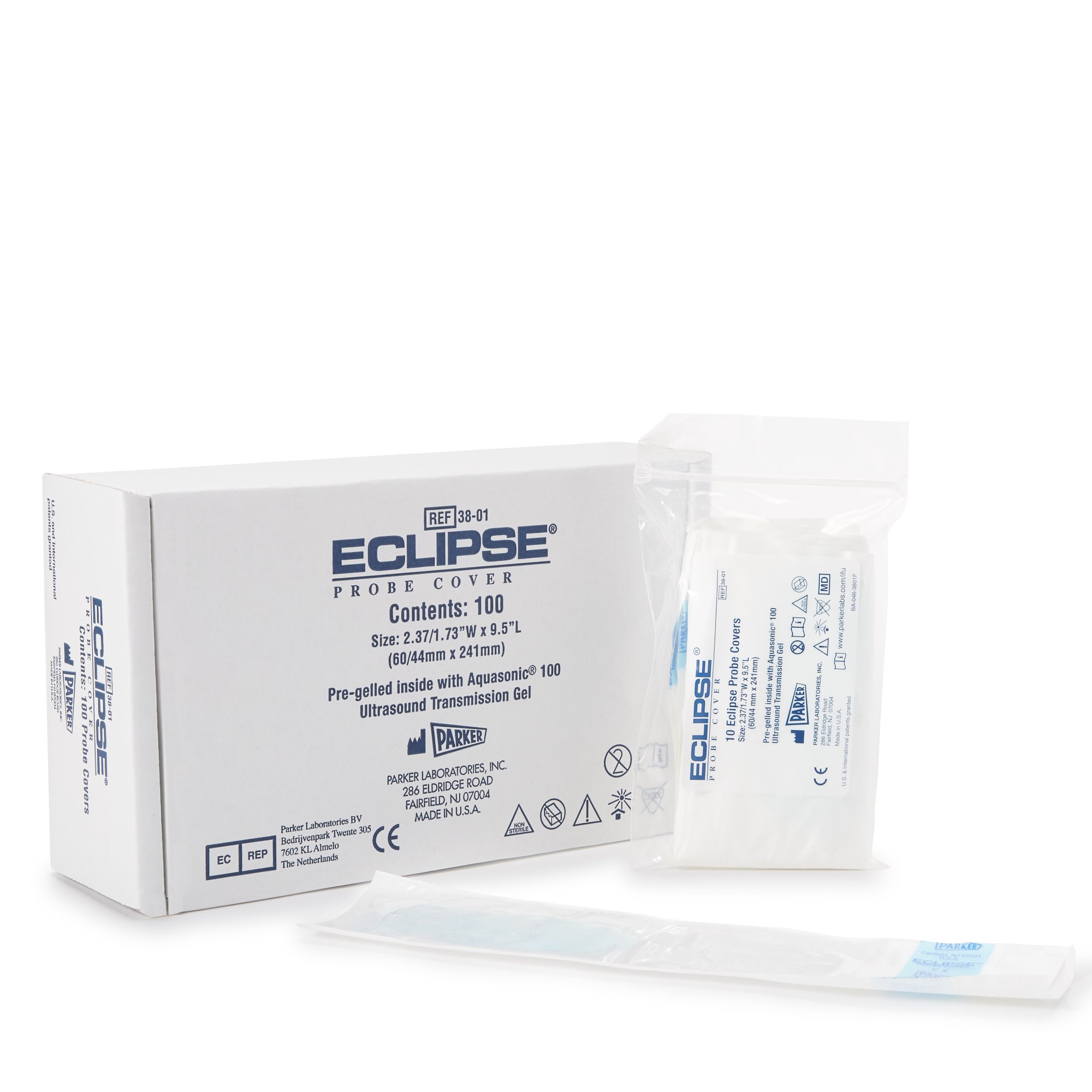 Eclipse® Ultrasound Probe Cover 2-1/2 Inch Tapered to 1-3/4 X 9-1/2 Inch Polyisoprene NonSterile (BX/100EA)