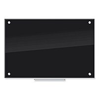 U Brands Glass Non-Magnetic Dry-Erase Board, 36in X 24in, Black Surface, Frameless, Actual Size 35in X 23in (170U00-01)