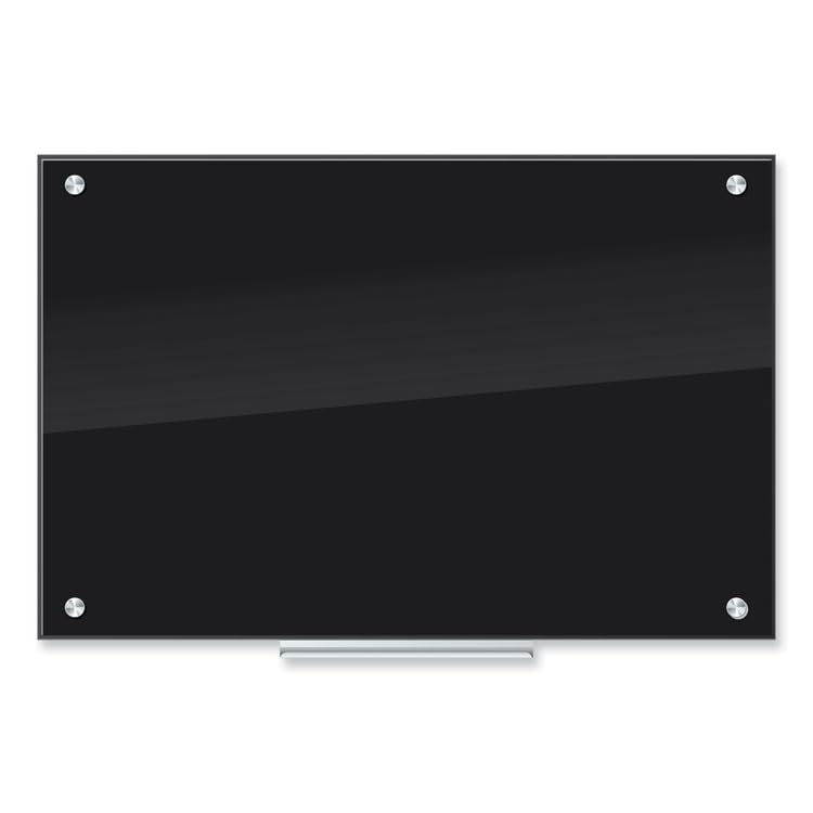 U Brands Glass Non-Magnetic Dry-Erase Board, 36in X 24in, Black Surface, Frameless, Actual Size 35in X 23in (170U00-01)
