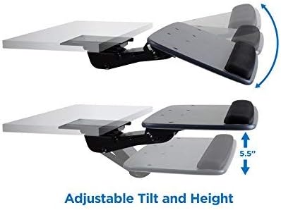 Mount-It! Under Desk Keyboard Tray, Adjustable Keyboard and Mouse Drawer Platform with Ergonomic Wrist Rest Pad