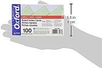 Oxford Ruled Color Index Cards, 3" x 5", Green, 100 Per Pack (7321 GRE)