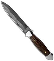 Custom Handmade BucknBear Damascus Dagger Fixed Blade Knife (Walnut Handle)