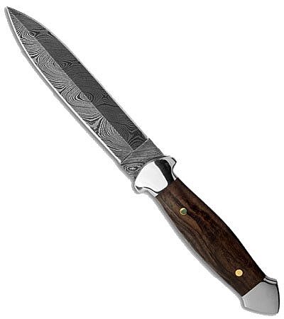 Custom Handmade BucknBear Damascus Dagger Fixed Blade Knife (Walnut Handle)