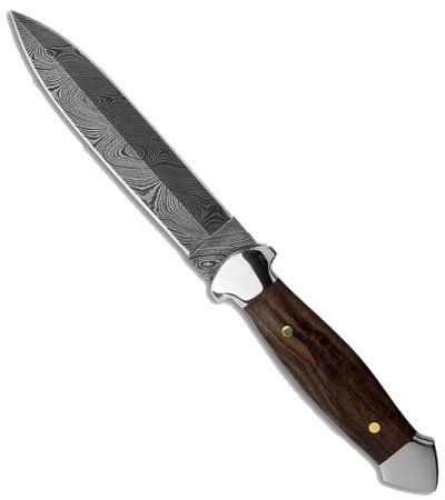 Custom Handmade BucknBear Damascus Dagger Fixed Blade Knife (Walnut Handle)