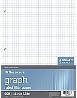 Office Depot Brand Quadrille-Ruled Notebook Filler Paper, 8 1/2in x 11in, White, Pack of 500 Sheets