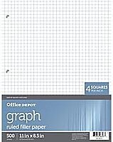 Office Depot Brand Quadrille-Ruled Notebook Filler Paper, 8 1/2in x 11in, White, Pack of 500 Sheets