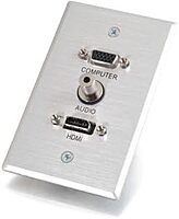 C2G 41034 HDMI, VGA and 3.5mm Audio Pass Through Single Gang Wall Plate, Brushed Aluminum