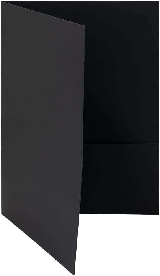 JAM PAPER Two Pocket Textured Linen Presentation Folders - Letter Size Business Folder - Black - Pack of 6