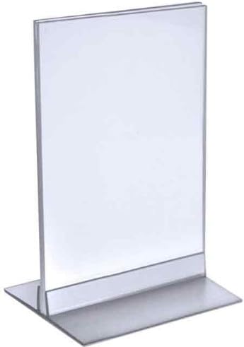 Azar Displays 102722 5-Inch by 7-Inch Vertical or Horizontal T-Strip Acrylic Sign Holder, 10-Pack