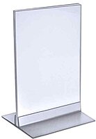 Azar Displays 102722 5-Inch by 7-Inch Vertical or Horizontal T-Strip Acrylic Sign Holder, 10-Pack