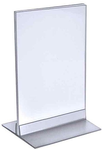 Azar Displays 102722 5-Inch by 7-Inch Vertical or Horizontal T-Strip Acrylic Sign Holder, 10-Pack