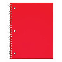 Just Basics® Poly Spiral Notebook, 8 1/2" x 10 1/2", Wide Ruled, 140 Pages (70 Sheets), Red