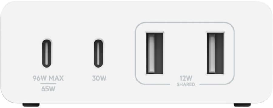 Belkin 4-Port Charger Block 108W - GaN Charger, Multi-Port w/ USB-C PD Fast Charge & USB-A Ports for Apple MacBook