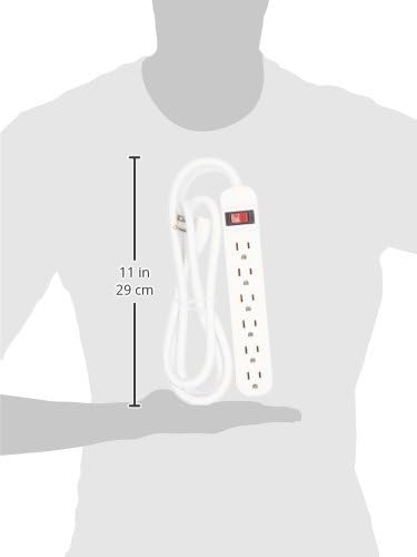 Belkin 6 Outlet Power Strip - 5 foot cord - White - 6 x AC Power - 5 ft Cord - 24 A Current - 125 V AC Voltage - 1875 W