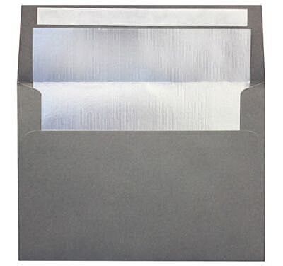 LUX Foil-Lined Invitation Envelopes A4, Peel & Press Closure, Smoke/Silver, Pack Of 50