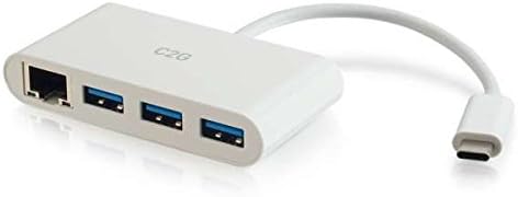 C2G USB-C to Gigabit Ethernet Adapter with 3-Port USB Hub