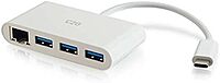 C2G USB-C to Gigabit Ethernet Adapter with 3-Port USB Hub
