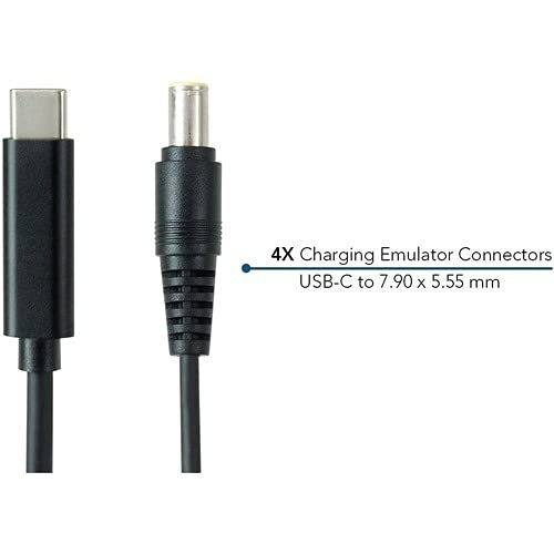 Emulator Charging Cables for Lenovo Devices 4-Pack of USB-C PD to 7.90 x 5.55 mm Connectors