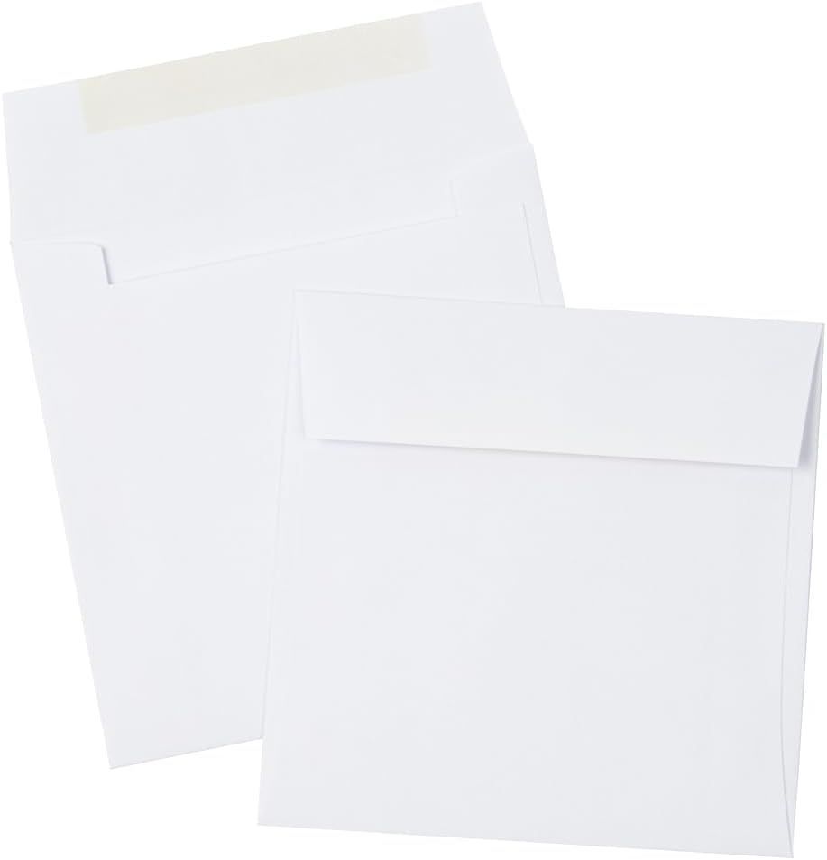 JAM PAPER Square Invitation Envelopes - White - Gummed Seal - 25/Pack